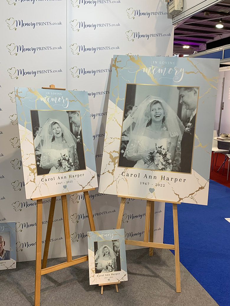 Large photographic print in loving memory