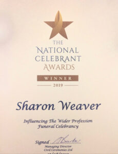 The National Celebrant Awards winner 2019 for Sharon Weaver