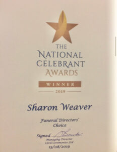 The National Celebrant Awards winner 2019 for Sharon Weaver