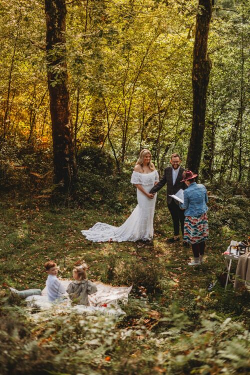 Kerri Low conducting an outdoor ceremony