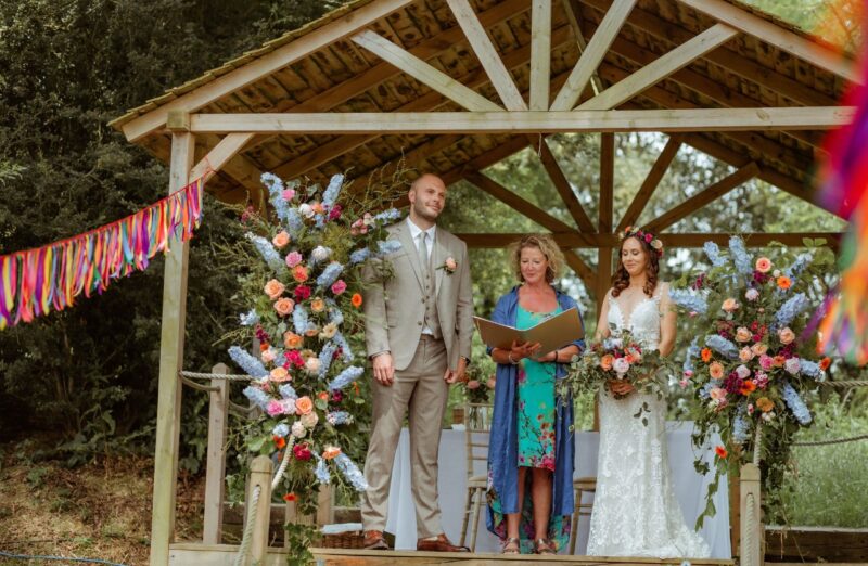 Tori bond conducting a ceremony