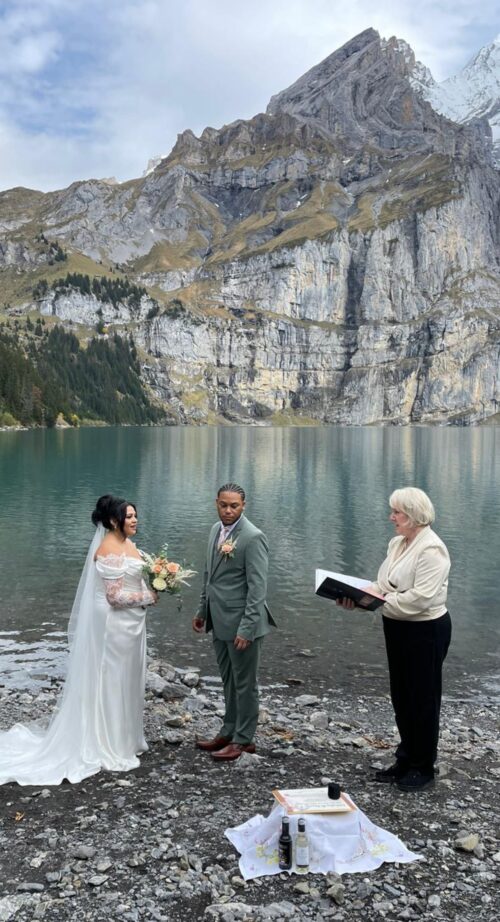 Yvonne Beck conducting an outdoor ceremony
